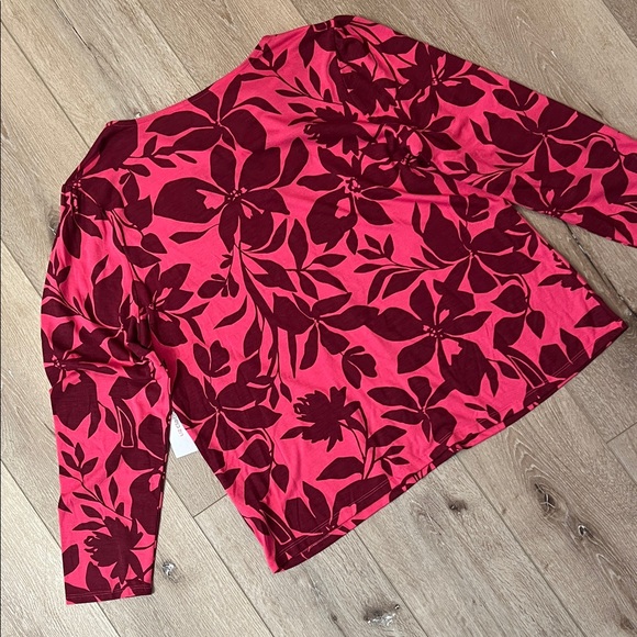 Liz Claiborne Burgundy and Pink Floral Top NEW WITH TAGS - Picture 10 of 12